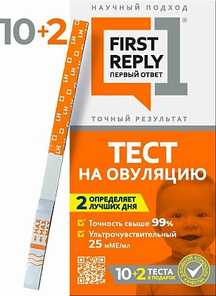 Тест полоска для определения времени овуляции FIRST REPLY первый ответ N10+2 теста В подарок
