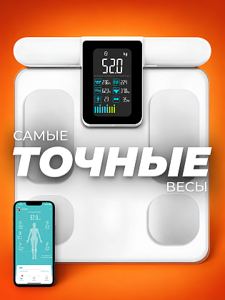 Умные весы напольные с биоимпедансным анализом, Bluetooth, приложение Fitdays, до 180 кг, HIMAGIRO Feinwert IT-39